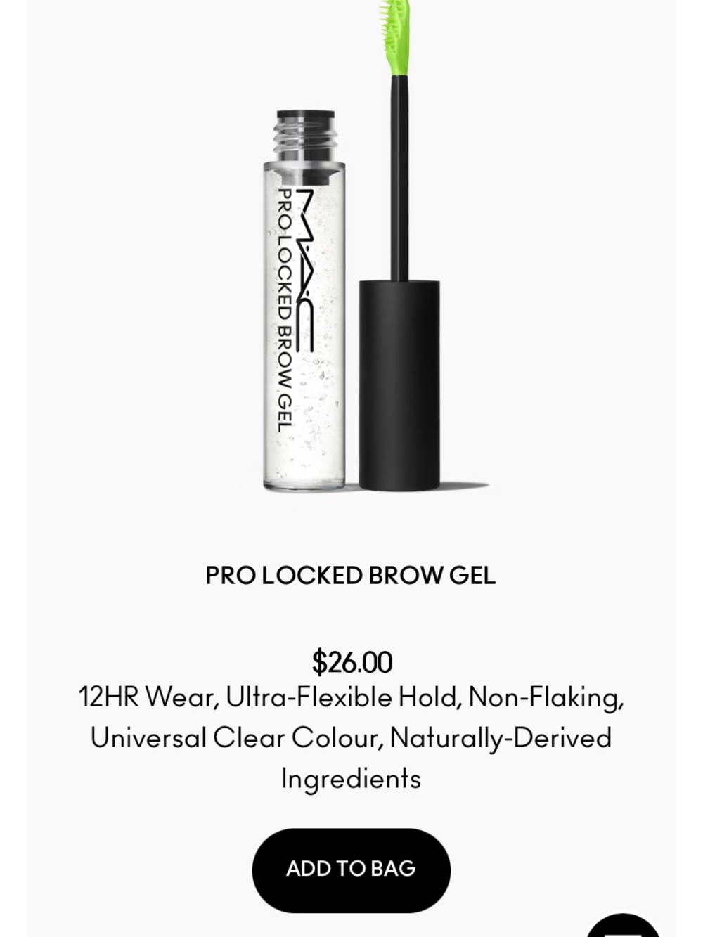 MAC Pro Locked Brow Gel — Clear with Neon Green Wand